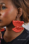 Orange Half Circle Rattan Earring | African Rattan