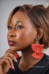Orange Half Circle Rattan Earring | African Rattan