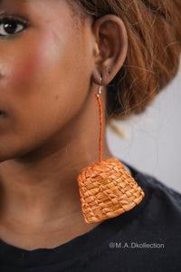 Orange Basket Rattan Earring | African Rattan