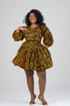 Risa Ankara Short flare Dress | Yellow African Print
