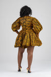 Risa Ankara Short flare Dress | Yellow African Print