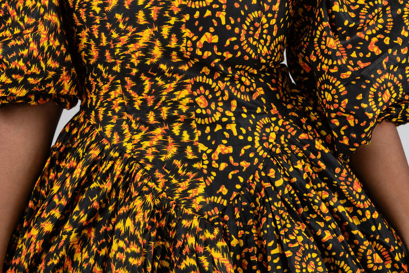 Risa Ankara Short flare Dress | Yellow African Print
