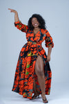 Ogechi Ankara Maxi Dress | Red Multicolor African Print