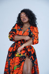 Ogechi Ankara Maxi Dress | Red Multicolor African Print