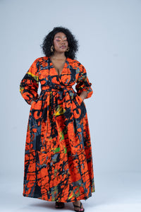 Ogechi Ankara Maxi Dress | Red Multicolor African Print