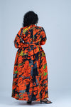 Ogechi Ankara Maxi Dress | Red Multicolor African Print