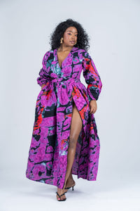 Odelia Ankara Maxi Dress | Purple African Print