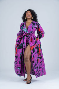 Odelia Ankara Maxi Dress | Purple African Print