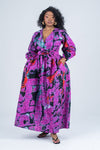 Odelia Ankara Maxi Dress | Purple African Print