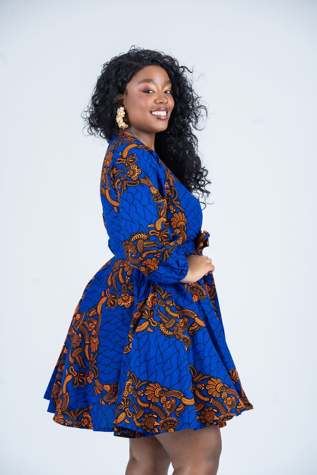 Bekky Ankara Mini Dress | Blue and Orange African Print M.A.DKollection Bekky Ankara Mini Dress | Blue and Orange African Print M.A.DKollection