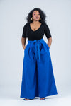 Tisa High waisted Trouser | Blue African Print