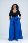 Tisa High waisted Trouser | Blue African Print