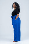Tisa High waisted Trouser | Blue African Print
