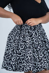 Jayden Ankara High Waisted Flare Short | Black and White African Print