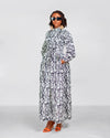 Alessia Ankara Maxi Dress | White and Black African Print