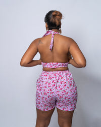 Gwen Lilac Floral Print High Waisted Shorts