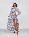 Alessia Ankara Maxi Dress | White and Black African Print