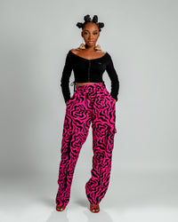 Jolene Ankara Cargo Trouser | Pink Print