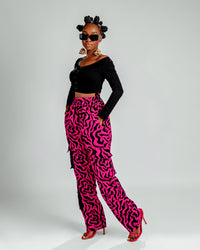 Jolene Ankara Cargo Trouser | Pink Print