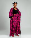 Jolene Long Kimono Jacket | Pink and Black Print
