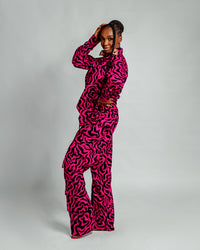 Jolene Long Sleeve Shirt |Pink and Black African Print