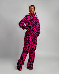 Jolene Long Sleeve Shirt |Pink and Black African Print