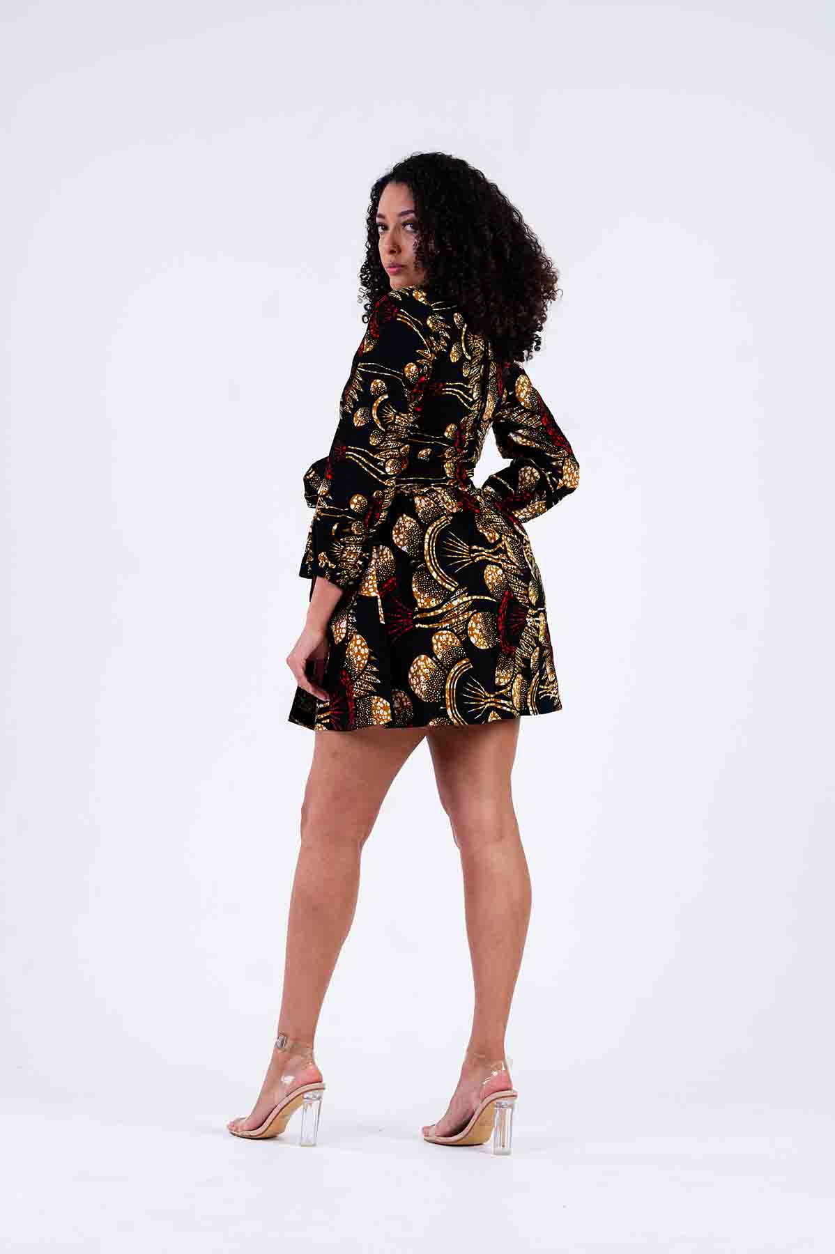 Oyin Ankara Short Mini Dress | Black and Gold African Print M.A.DKollection Oyin Ankara Short Mini Dress | Black and Gold African Print M.A.DKollection