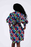 Juanita Ankara Shirt Dress | Blue and Pink Multicolored African Print