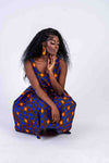 Zazi Ankara Midi dress | Blue and Orange African Print