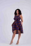 Zazi Ankara Midi dress | Blue and Orange African Print