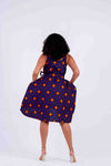 Zazi Ankara Midi dress | Blue and Orange African Print