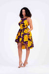 Zetta Sleeveless Dress | Yellow and Purple African Print