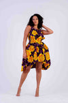 Zetta Sleeveless Dress | Yellow and Purple African Print