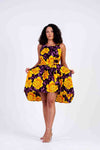 Zetta Sleeveless Dress | Yellow and Purple African Print
