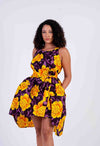 Zetta Sleeveless Dress | Yellow and Purple African Print