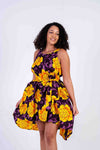 Zetta Sleeveless Dress | Yellow and Purple African Print