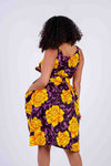 Zetta Sleeveless Dress | Yellow and Purple African Print