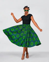 Ulisa Ankara Short Mini Skirt | Green African Print