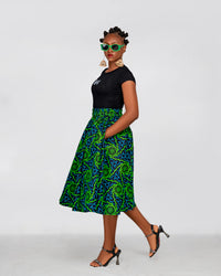 Ulisa Ankara Short Mini Skirt | Green African Print