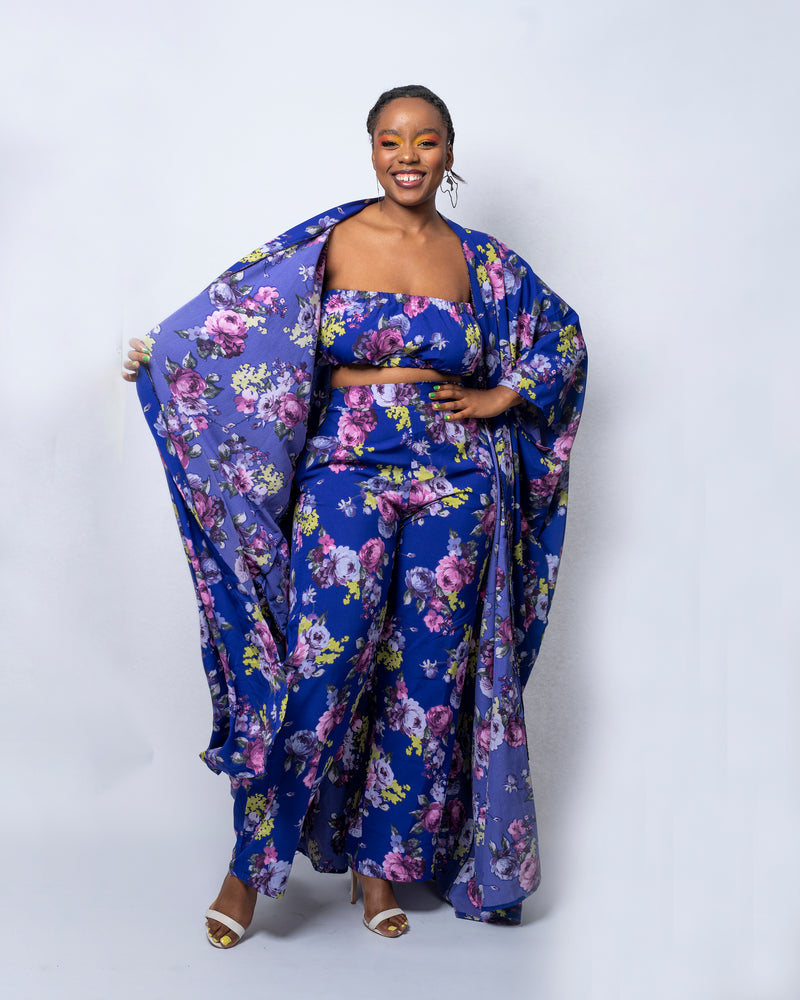 Gala Blue Floral Kimono Jacket