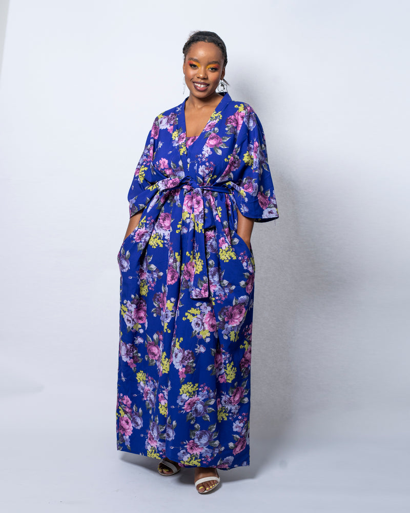 Gala Blue Floral Kimono Jacket