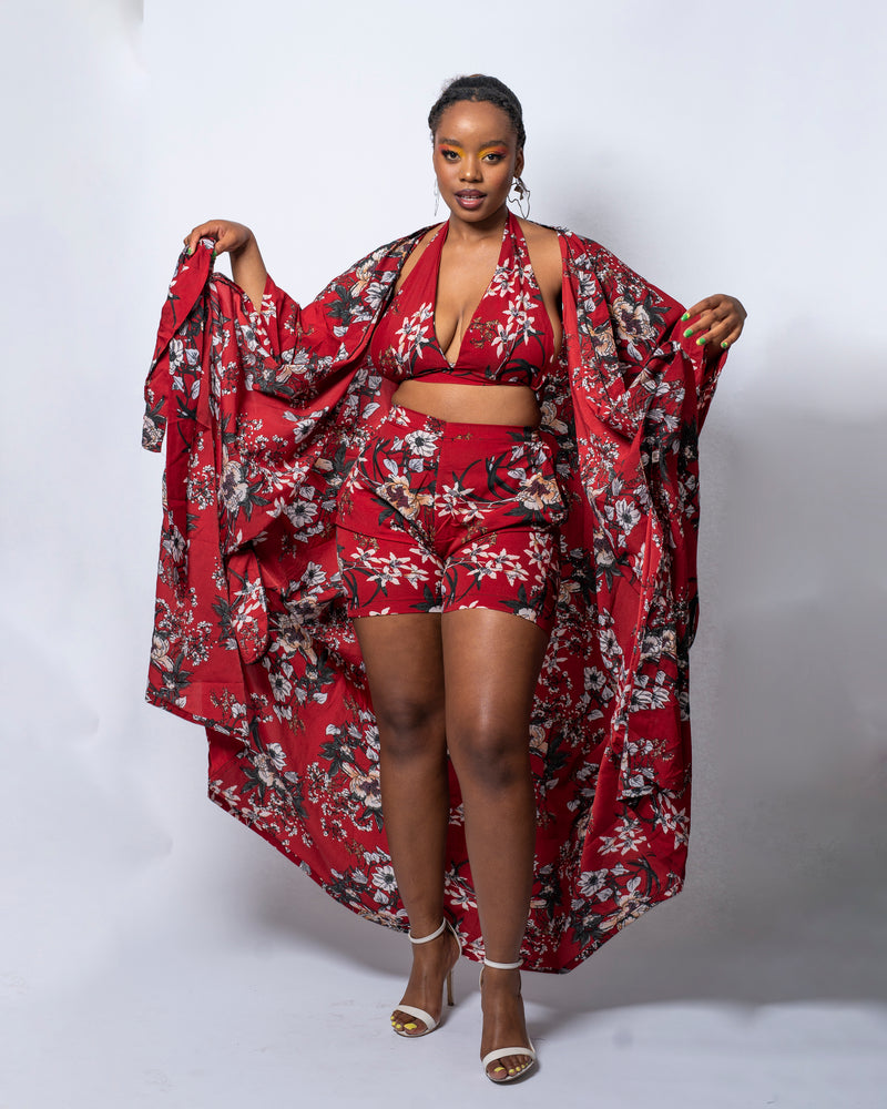 Gloria Red Floral Print Bralette