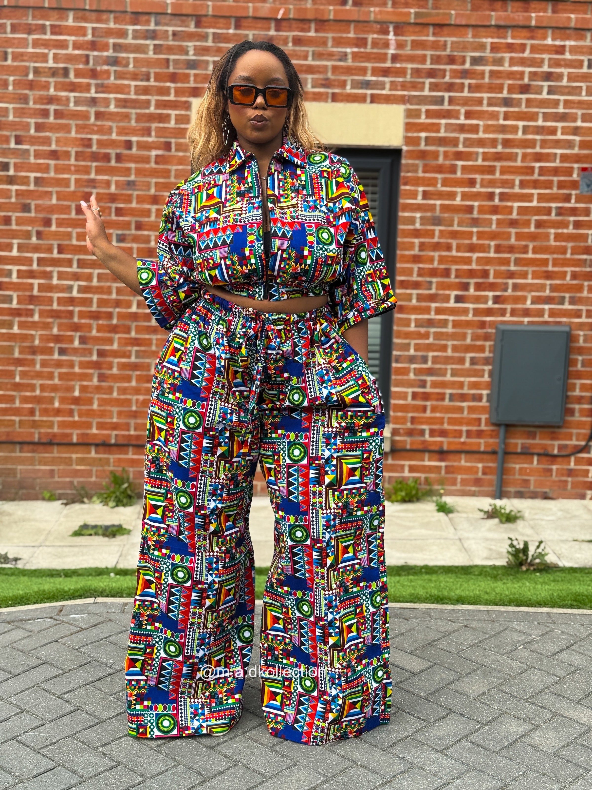 Thalia Ankara High Waisted Trouser | Multicolored African Print