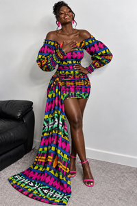 Fikayo Short Mini Dress | MultiColoured African Print