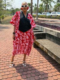 Ese Aso Oke Bubu| Red and White Print