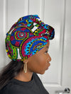 Adiza Blue and Green multicolored Ankara Headwrap/Scarf