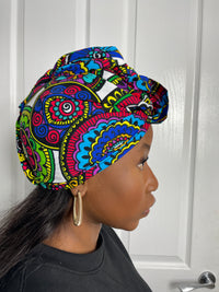 Adiza Blue and Green multicolored Ankara Headwrap/Scarf
