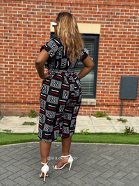 Tosin Culotte |Black and Red Print