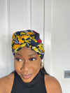 Debby Blue and Yellow Ankara Headwrap/Scarf