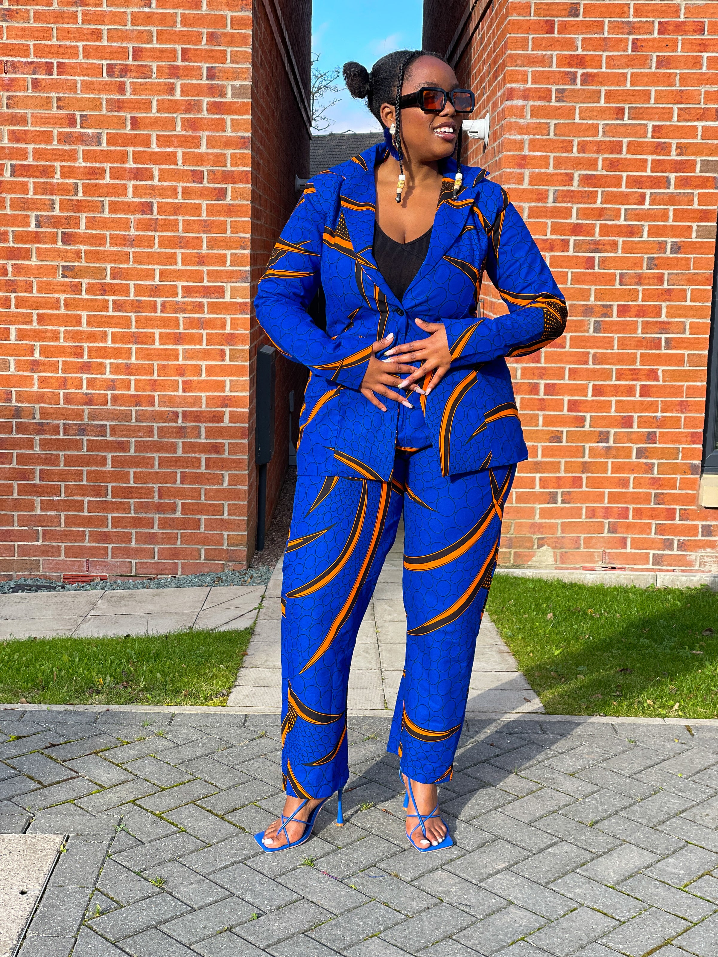 Goldie Ankara Jacket Blue African Print – - Main Image